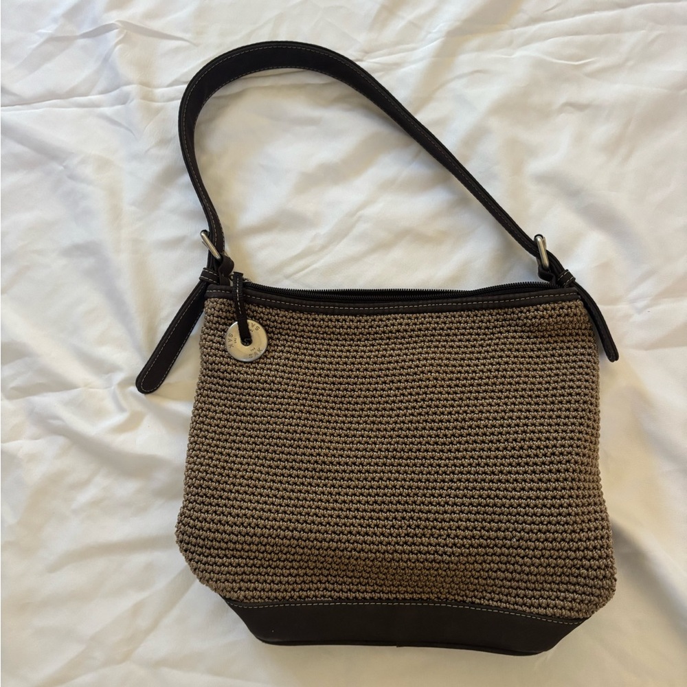 The Sak Tan and Brown Crochet Shoulder Bag